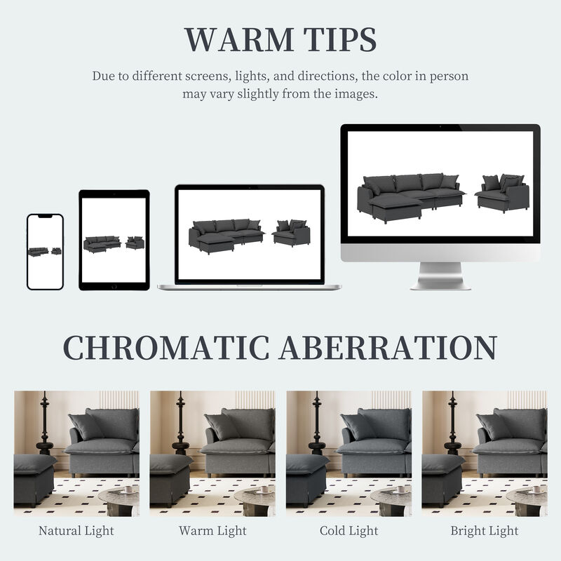 Merax Chenille Sectional Sofa Couch Indoor Furniture Set