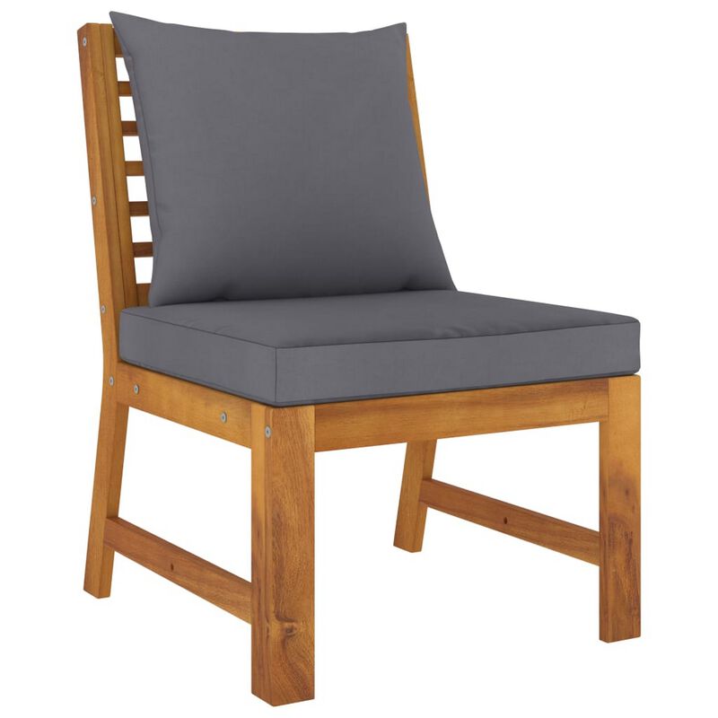 Kio 3pc Outdoor Sofa and Coffee Table Set Dark Gray, Solid Acacia Wood - Benzara