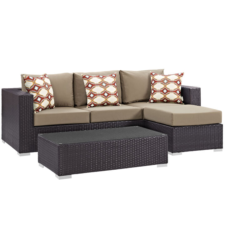 Modway - Convene 3 Piece Outdoor Patio Sofa Set