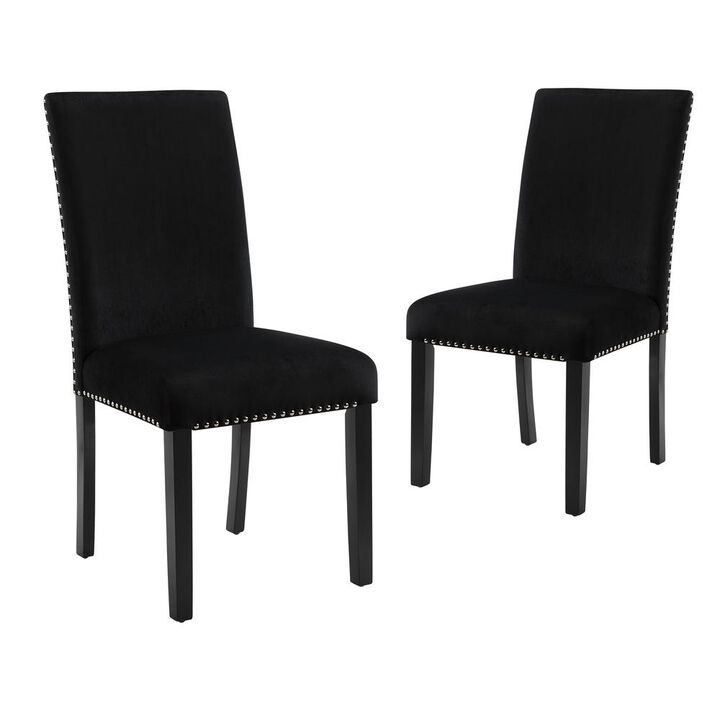New Classic Furniture Furniture 37.75 Velvet & Wood Dining Chair in Black (Set of 2)