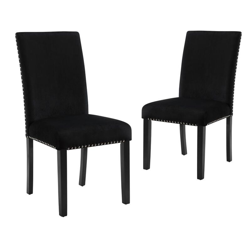 New Classic Furniture Furniture 37.75 Velvet & Wood Dining Chair in Black (Set of 2)