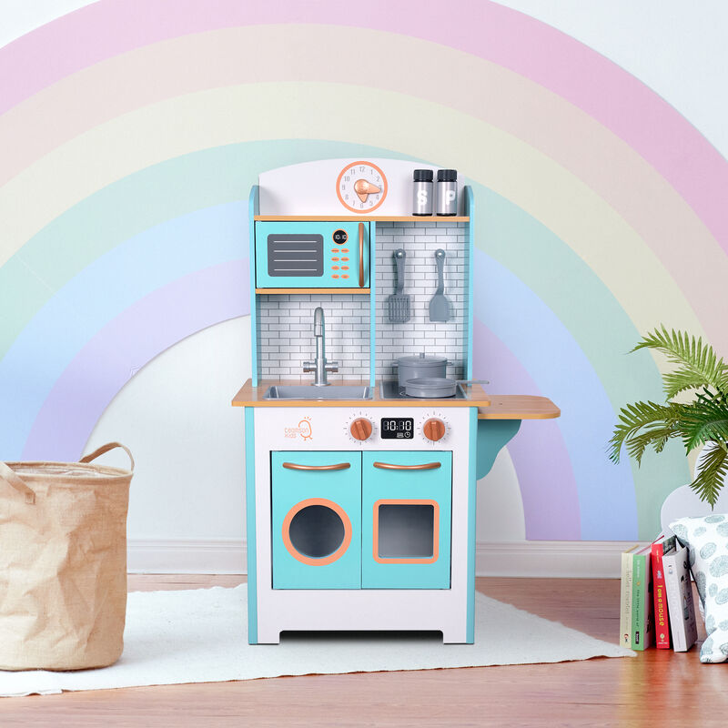 Teamson Kids - Little Chef Santos Retro Play Kitchen - Aqua/Wood