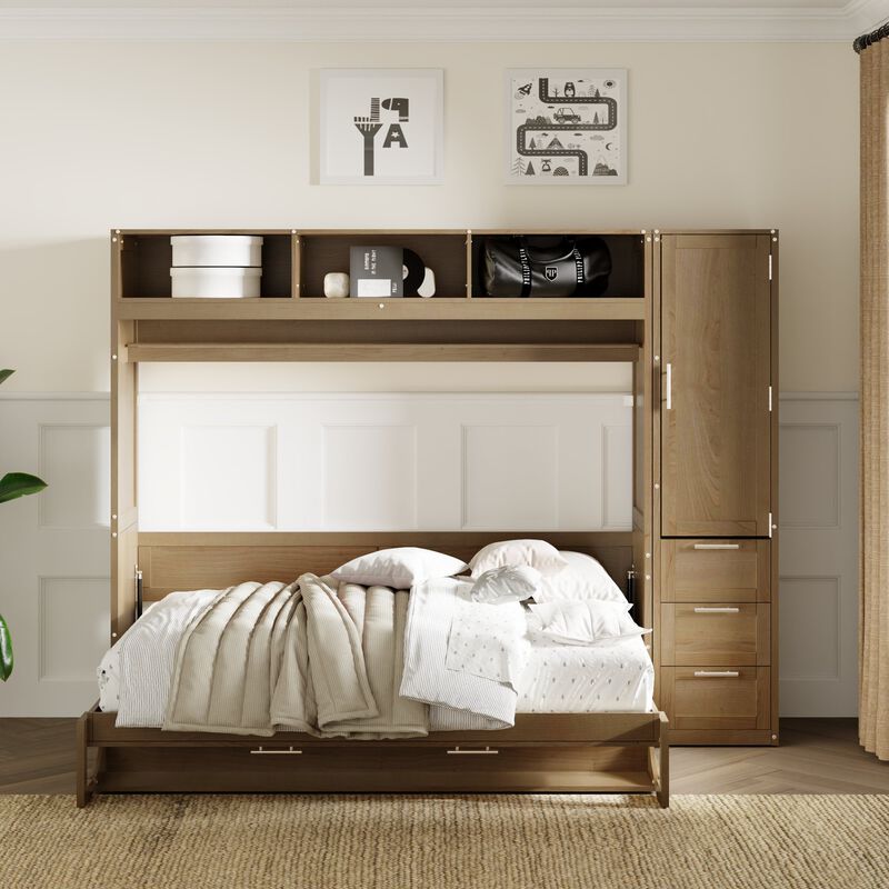 Merax Murphy Bed with Wardrobe and Drawers