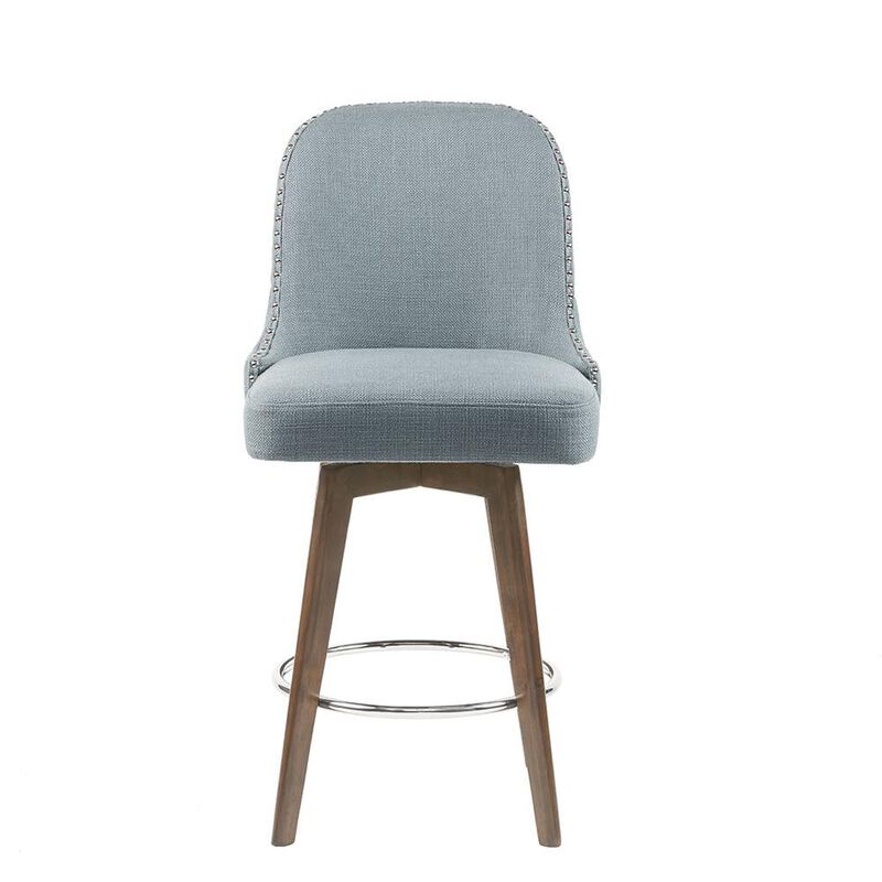Belen Kox Swivel Counter Stool with Blue Upholstery, Belen Kox