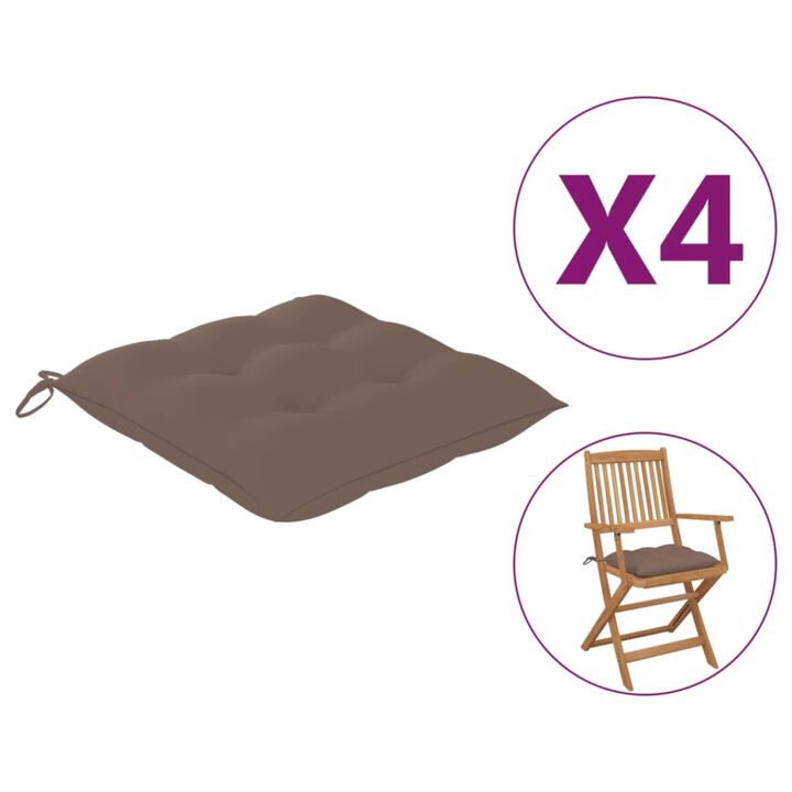 vidaXL Chair Cushions 4 pcs Taupe 19.7"x19.7"x2.8" Fabric