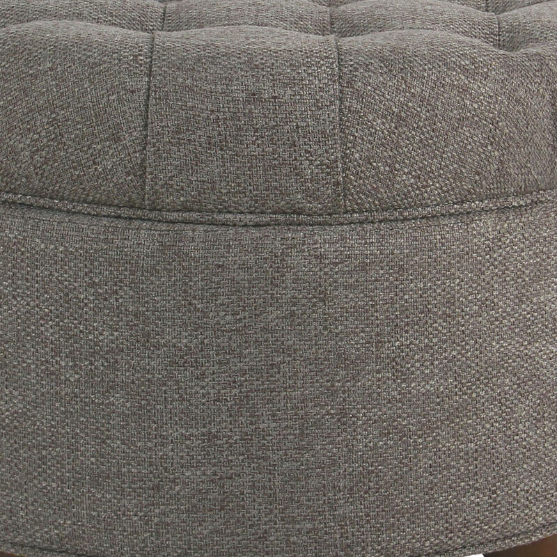Fabric Upholstered Wooden Ottoman with Tufted Lift Off Lid Storage, Dark Gray - Benzara