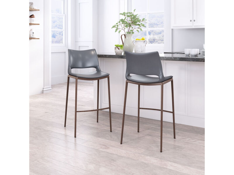 Ace Barstool (Set of 2) Dark Gray & Walnut