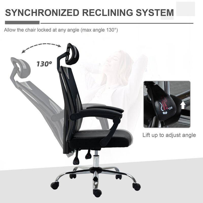 Ergonomic Mesh Seating: Desk Chair with Adjustable Headrest and Swivel