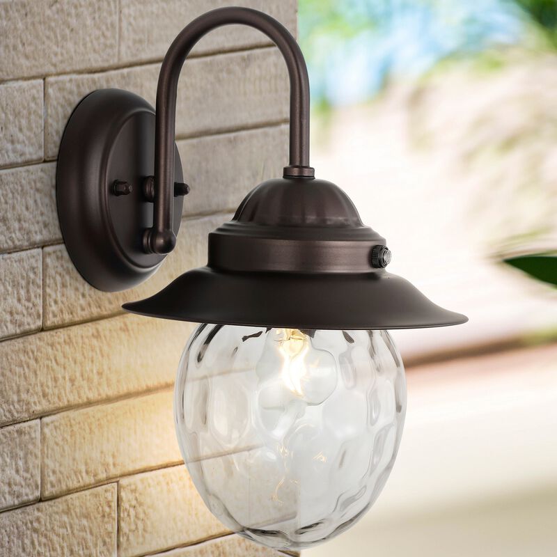 Rodanthe 1-Light Farmhouse Industrial Iron/Glass Outdoor LED Sconce