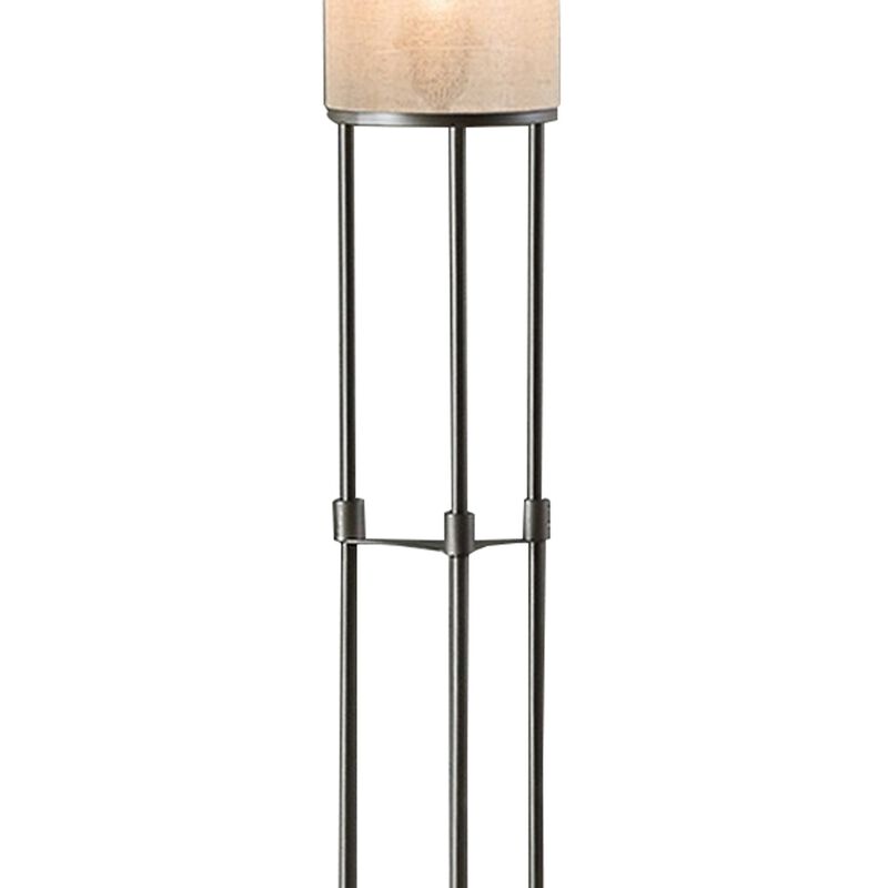 Zen 67 Inch Floor Lamp, 3 Drum Fabric Shades, Round Metal Base, Gray-Benzara
