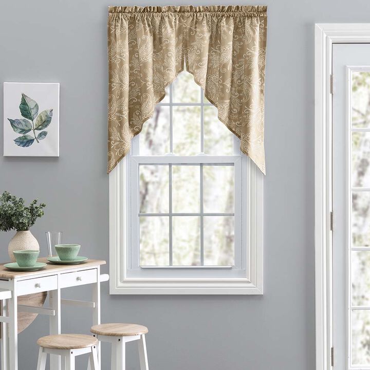 Ellis Curtain Lexington Leaf Pattern on Colored Ground Tailored Swags