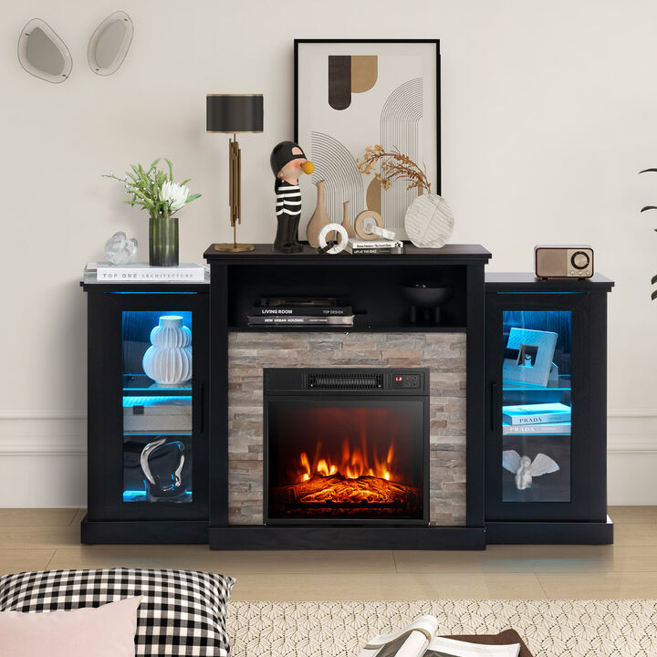 LED Fireplace TV Stand with 16-Color Lights for TVs