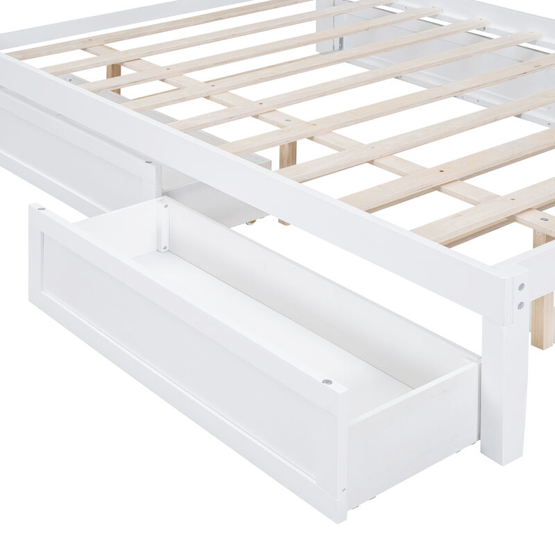 Merax Platform Bed Frame with Rattan Headboard