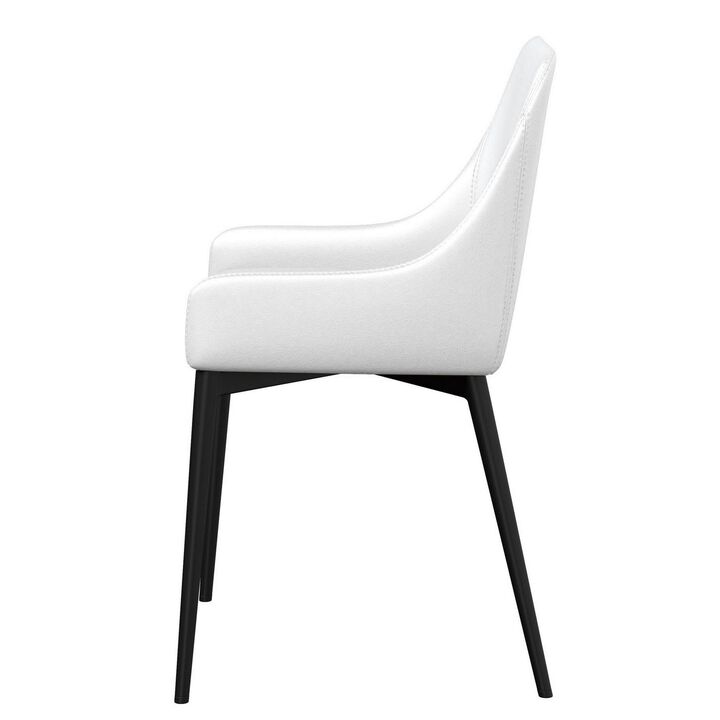 Zvi 21 Inch Cushioned Dining Chair, Set of 2, Sloped Arms, White, Black - Benzara
