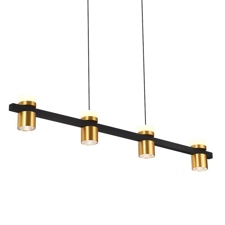 VONN Lighting 4-Light Pendant Lighting Height Adjustable Integrated LED Black Chandelier