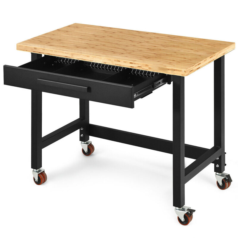 Mobile Workbench with Lockable Casters for Home Work Use