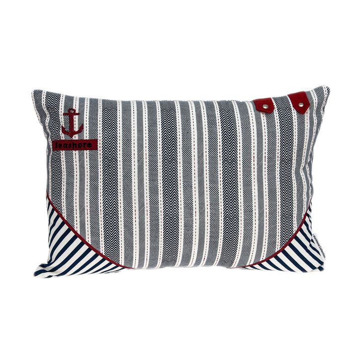 20” Blue and White Maritime Striped Throw Pillow