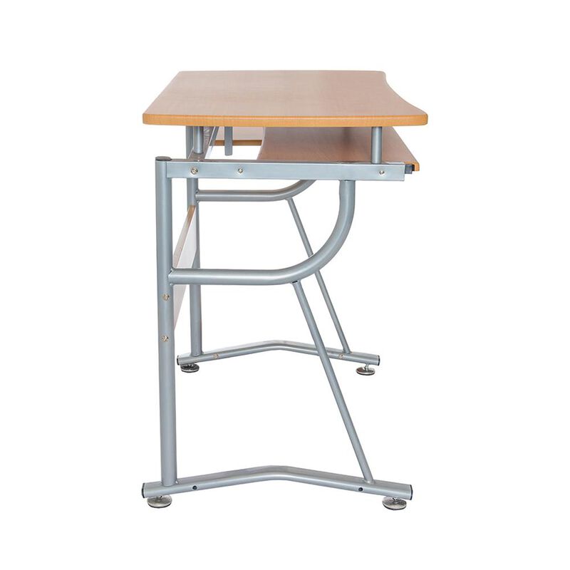 Techni Mobili Compact Computer Desk With Side Shelf And Keyboard Panel. Color: Cherry