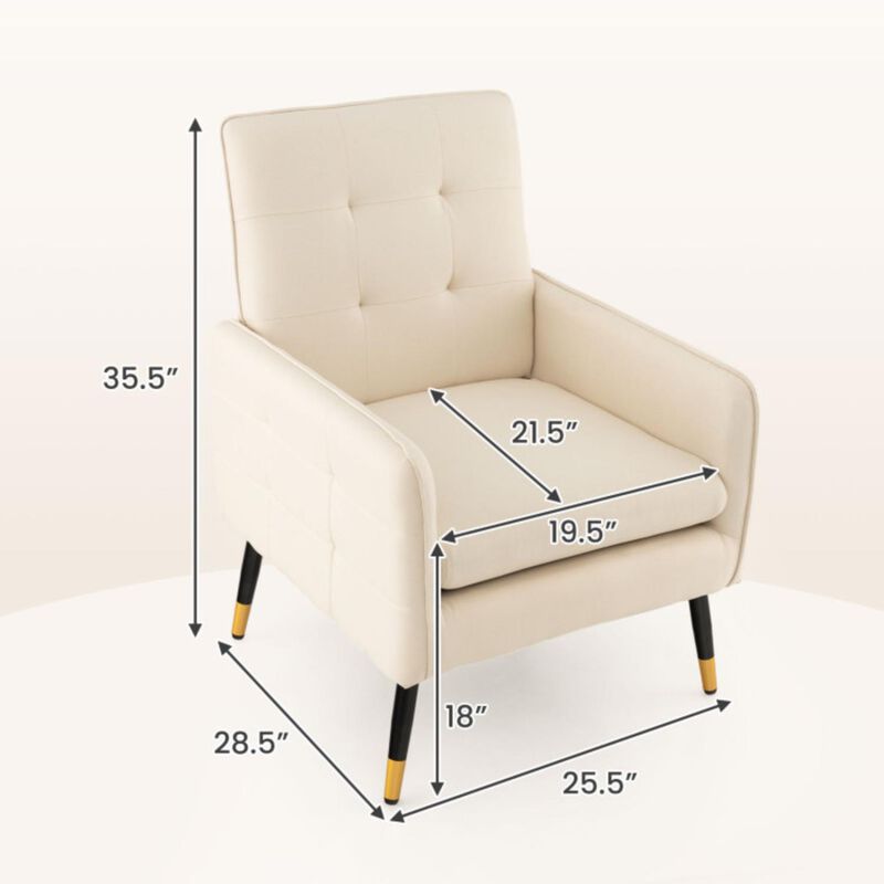 Hivvago Linen Fabric Accent Chair with Removable Seat Cushion
