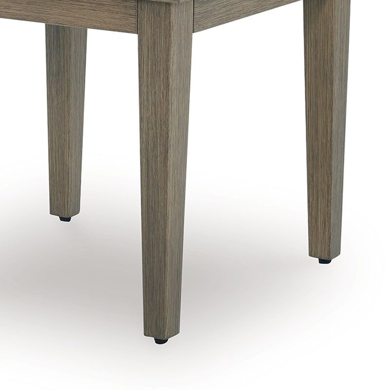 Inaya Outdoor Square End Table, Beige Sintered Stone, 24 Inch Brown - Benzara
