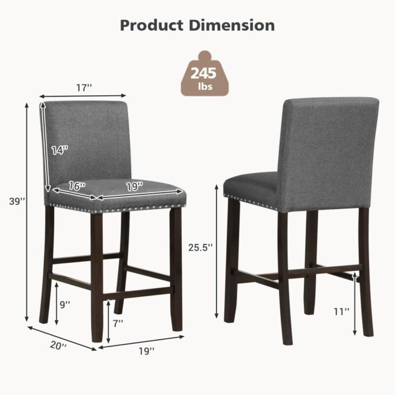 Hivvago Set of 2 PVC Leather Bar Stools with Back for Kitchen Island