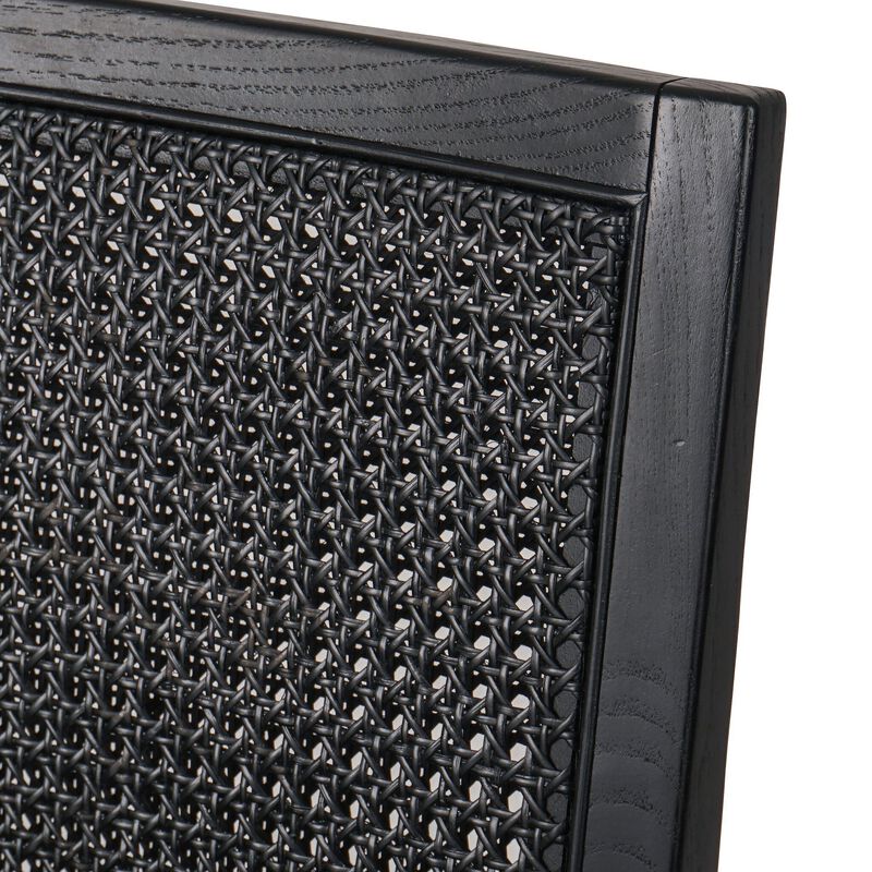 Antonia Cane Armless Leather Counter Stool in Ebony