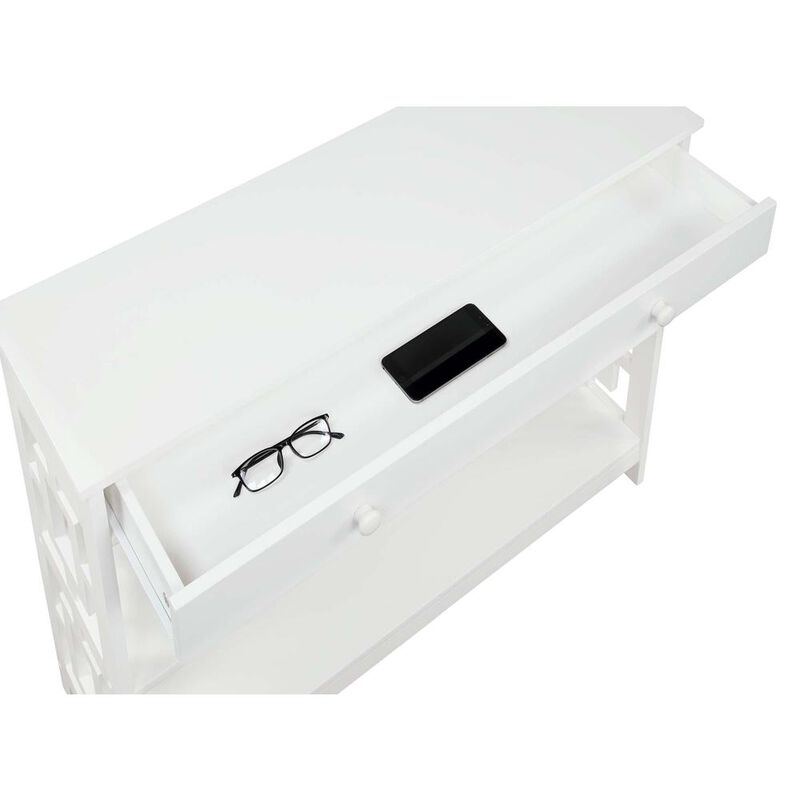 Convenience Concepts Town Square 1 Drawer Console Table, White