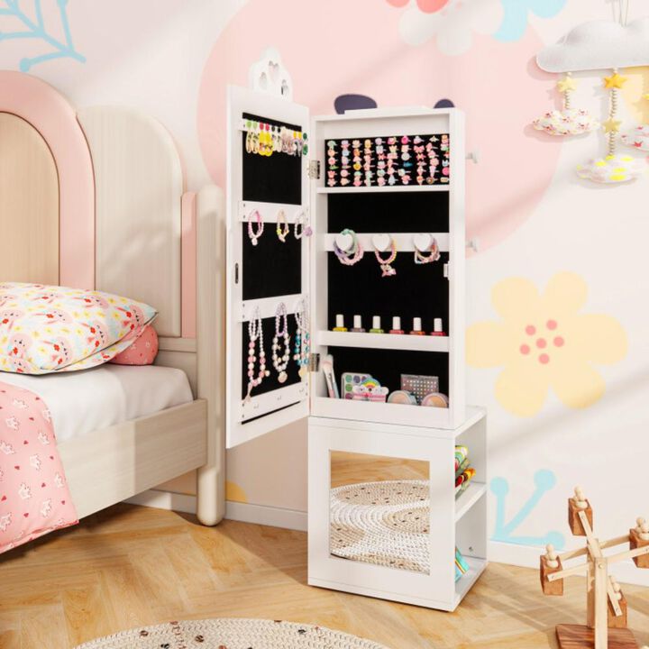 Hivvago 3-in-1 Freestanding Kids Jewelry Cabinet Armoire with Full Length Mirror