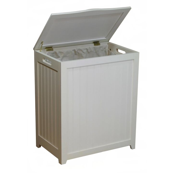 Hivvago White Solid Wood Rectangular Laundry Hamper