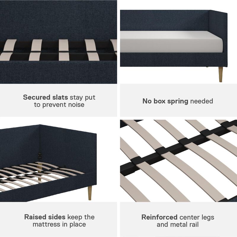 Atwater Living Francis Mid Century Daybed, Twin, Blue Linen