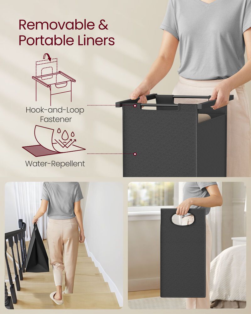 2 Section Laundry Sorter with Clothes Rack