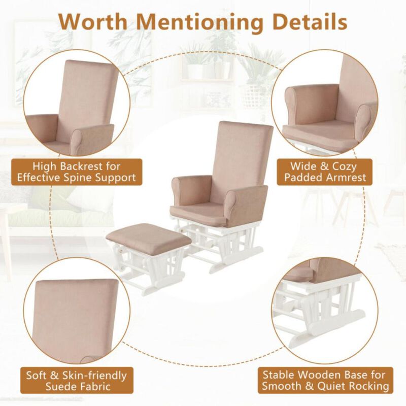 Hivvago Baby Nursery Relax Rocker Rocking Chair Glider and Ottoman Cushion Set