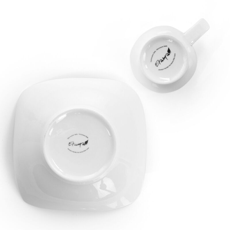 Elama Hayes 16 Piece Square Porcelain Dinnerware Set in White