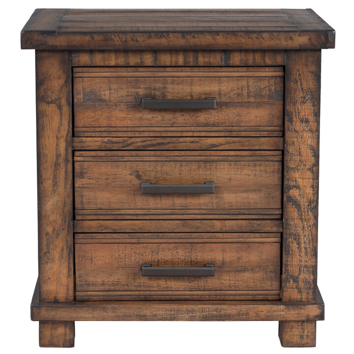 Merax Rustic 3-Drawer Solid Wood Nightstand