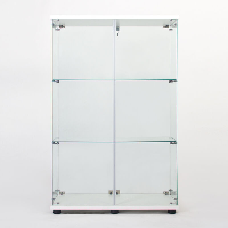 Two Door Glass Cabinet Glass Display Cabinet with 3 Shelves