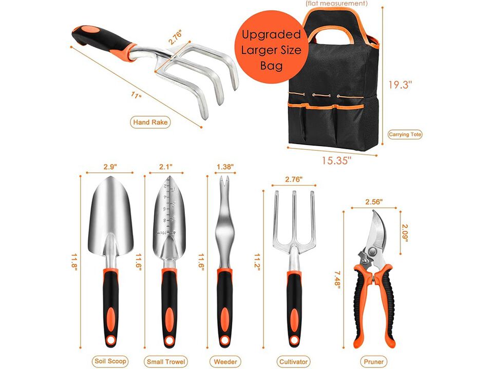 AT1nTen Garden Tool Set with Non Slip Rubber Grip