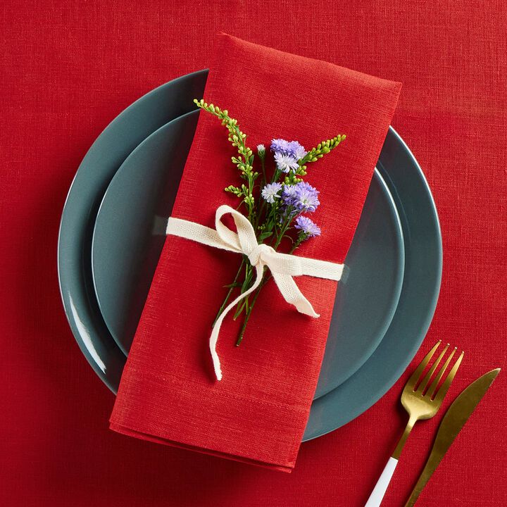 Solino Home 100% Pure Linen Dinner Napkins 20 x 20 Inch Set of 4 | Fete