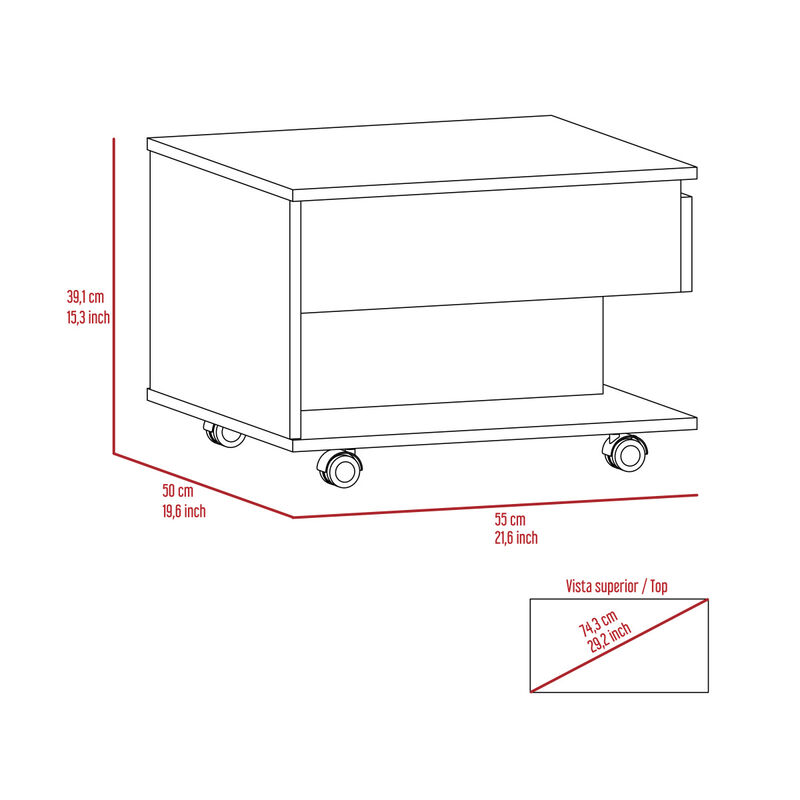 Peterson 1-Drawer 1-Shelf Lift Top Coffee Table Wengue