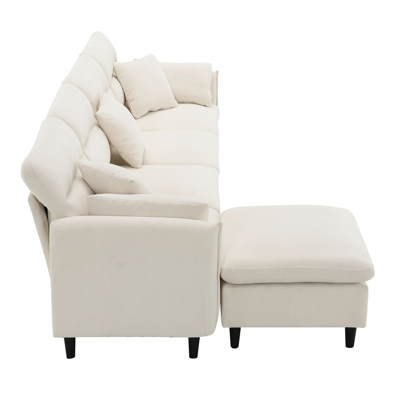 Merax Modern 5 Seats Convertible Sectional Chenille Sofa
