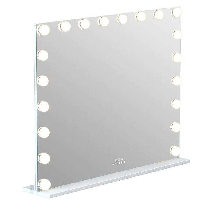 39''*31.4'' Vanity Mirror 20 LED Bulbs Wall Mount USB PortWhite
