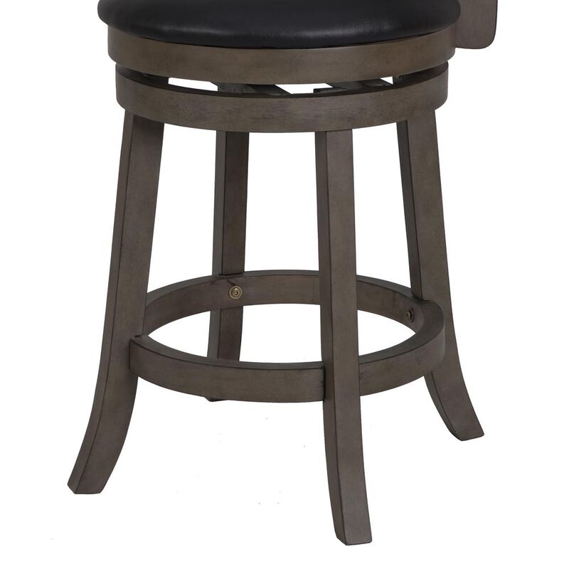 New Classic Furniture Manchester 24 Wood Counter Stool with Black PU Seat in Ant Gray