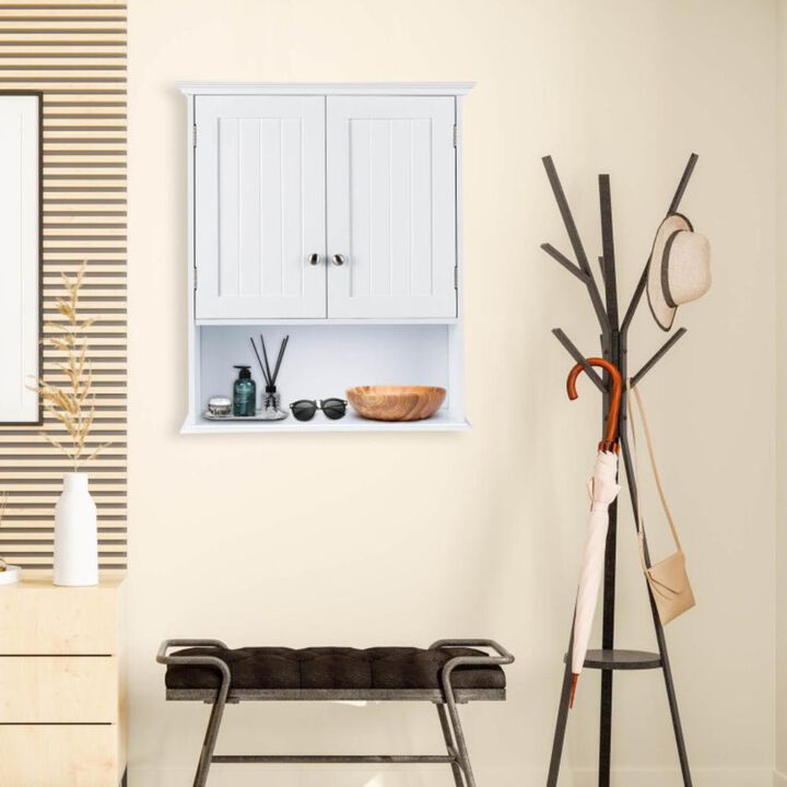 Hivvago Wall Mount Bathroom Cabinet Storage Organizer with Doors and Shelves