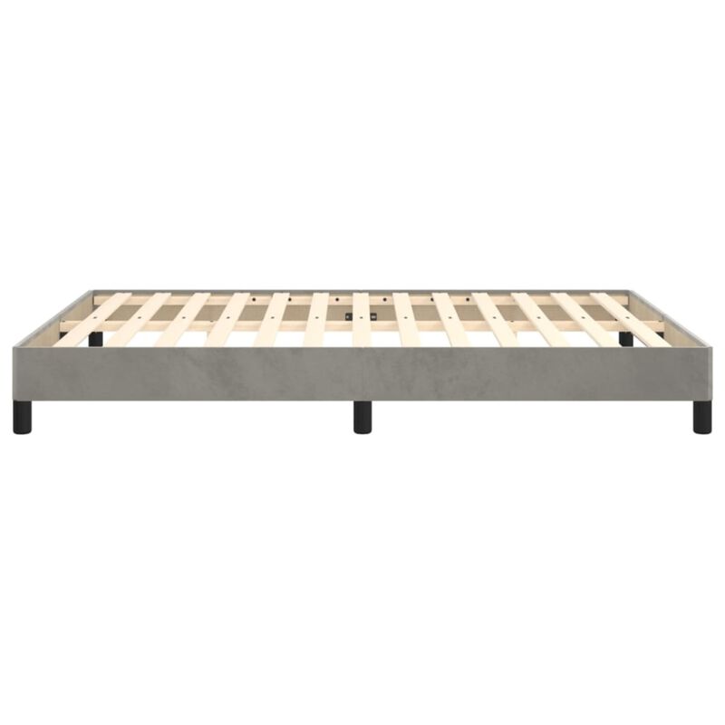 vidaXL Bed Frame - Full Velvet, Light Gray Double Bed Made of Plywood and Engineered Wood, Sized 76" x 55.1" x 9.8", Suitable for Mattress Size 53.9" x 74.8"