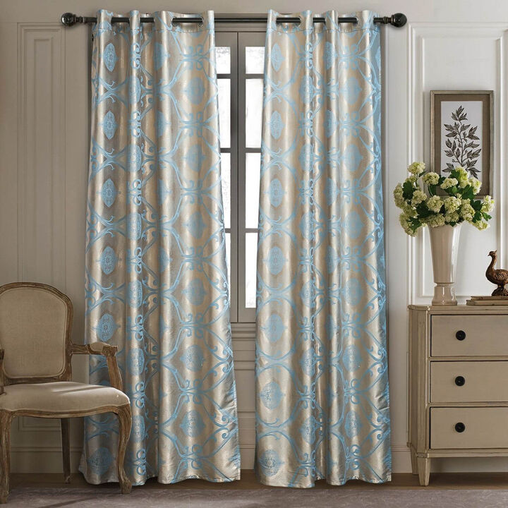 Dolce Mela Curtains Damask Jacquard Grommet Semi-Blackout