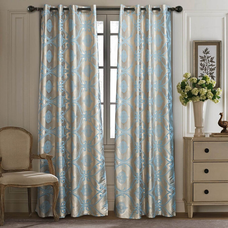 Dolce Mela Curtains Damask Jacquard Grommet Semi-Blackout