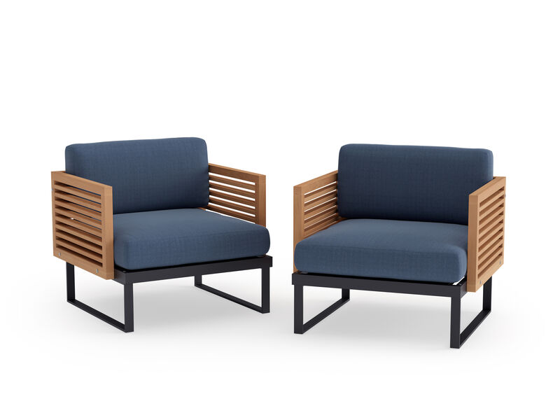 Monterey Chat Chair - Stainless Steel and Teak (Set of 2)