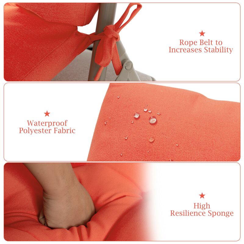 Tufted Patio High Back Chair Cushion with Non-Slip String Ties