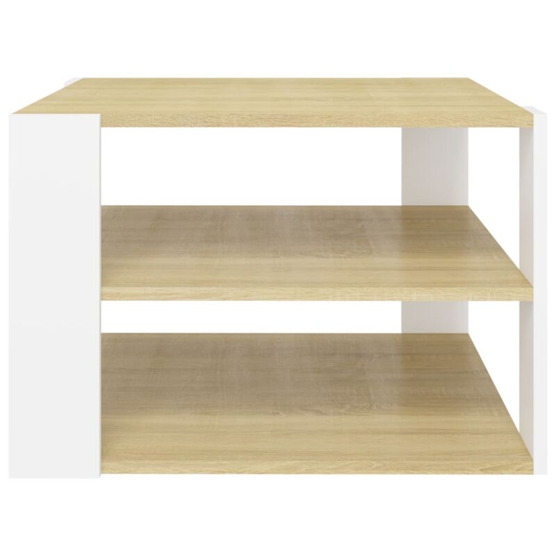 vidaXL Coffee Table Sonoma Oak and White 24"x24"x16" Chipboard