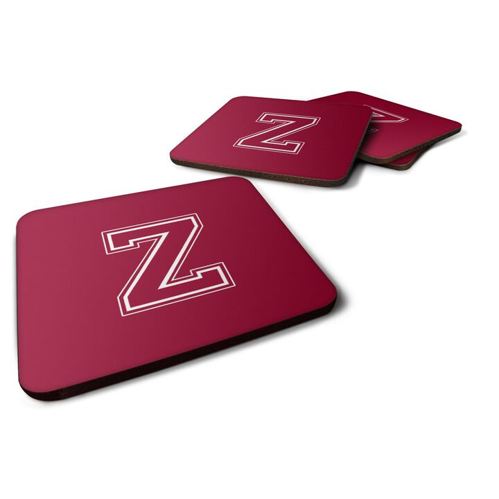 Caroline's Treasures CJ1032-ZFC Monogram-Maroon and White Foam Coasters (Set of 4), Initial Letter Z, 3.5 H x 3.5 W, Multicolor