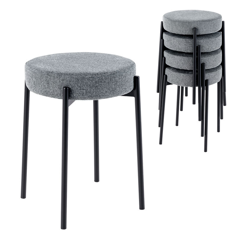 Set of 4 Upholstered Bar Stools Kitchen Stools with Foot Pads for Enhanced Comfort